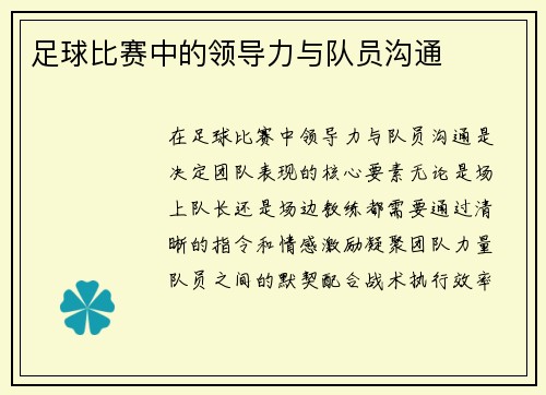 足球比赛中的领导力与队员沟通